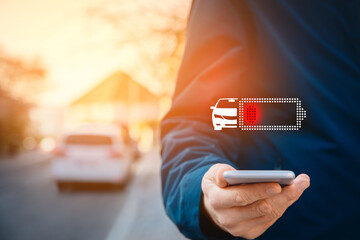 Waiting for charge of electric car concept