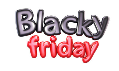 Black friday - text isolated  on background white 3d render glossy realistic.