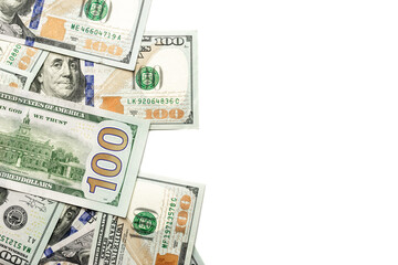 Us dollar bill. Washington American cash. Falling usd money isolated on white background.