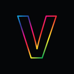 Vector Alphabet. rainbow letter  V. abstract  logo colorful alphabet . Font style - vector illustration LGBT, pride, gay alphabet