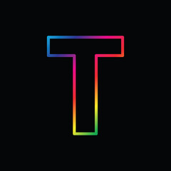 Vector Alphabet. rainbow letter  T. abstract  logo colorful alphabet . Font style - vector illustration LGBT, pride, gay alphabet