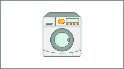 Vector Flat Washing Machine icon. Wash Illustration. Household Drawing.	
