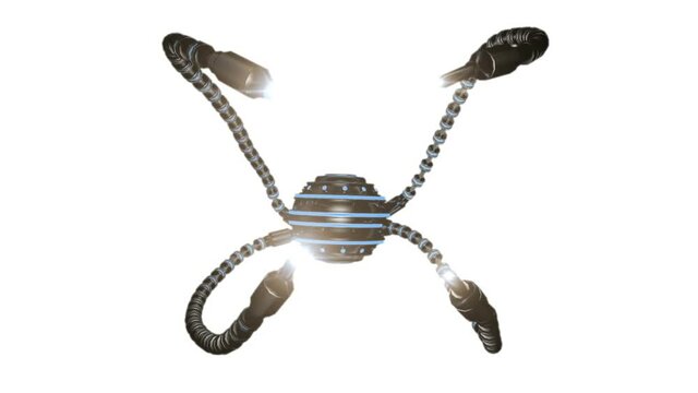 Futuristic robot dron with tentacles. Future concept.