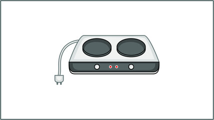 Vector Flat Burner icon. Kitchen Utensils Illustration. Cooker, Drawing.	
