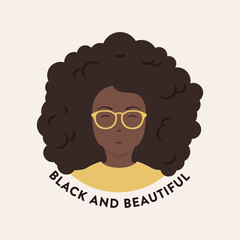 Black and Beautiful Woman, Black Woman Character Cartoon, Human Being, Person Vector Illustration Background