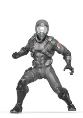 battle pilot is ready for action in white background