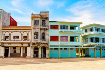 Architecture of the Atlantic coast of  Havana, the capital of Cuba