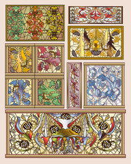 Stained Glass Art Deco & Art Nouveau Designs Collection