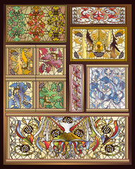 Stained Glass Art Deco & Art Nouveau Designs Collection