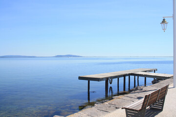Etang de Thau, a large lagoon near Sete in Herault department, France
