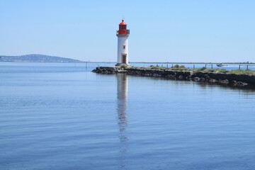 Onglous lighthouse in Marseillan, a seaside resort in the Herault department in southern France
