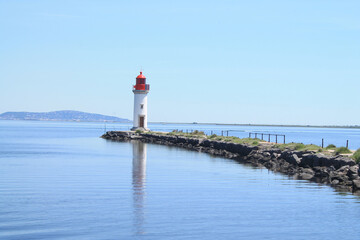 Onglous lighthouse in Marseillan, a seaside resort in the Herault department in southern France
