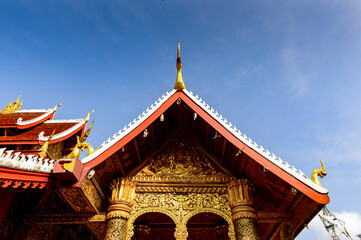Naklejka premium It's Vatmay Souvannapoumaram temple complex, one of the Buddha complexes in Luang Prabang which is the UNESCO World Heritage city