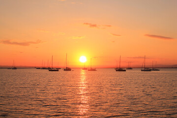 Fototapeta na wymiar The amazing sunset in Port Camargue in France