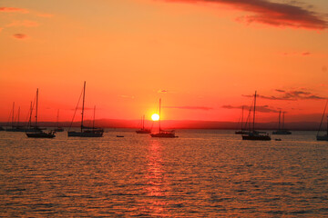 Fototapeta premium The amazing sunset in Port Camargue in France