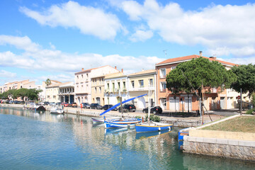 Obraz premium Traditional boats in Frontignan, a seaside resort in the Mediterranean sea, Herault, Occitanie, France 