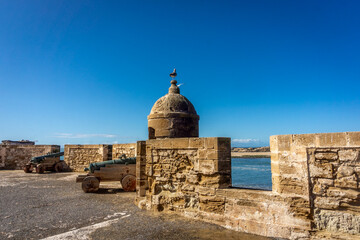 Ancient City of Essouira in Morocco, Inner city, fortifications and fragments of the walls and towers.Taken in Dec 7 2019.