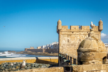 Ancient City of Essouira in Morocco, Inner city, fortifications and fragments of the walls and towers.Taken in Dec 7 2019.