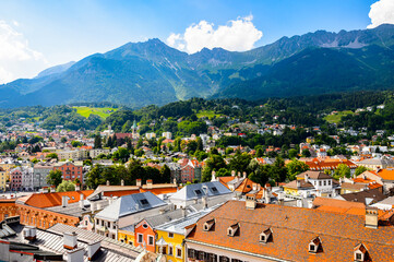 Naklejka na ściany i meble It's Panorama of Innsbruck, Austria, federal state of Tyrol (Tirol)