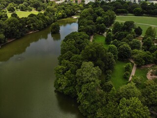 Fototapeta na wymiar Aerial view of the famous Piedmont park in mid town Atlanta, GA USA