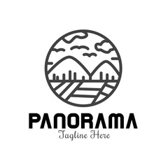 Minimalist Landscape Hills Mountain Peaks Vector logo design