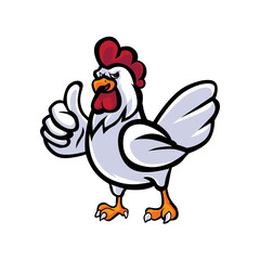 Rooster thumbs up mascot illustration