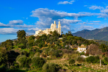 Basilica of Saint Augustin in Annaba, the fourth largest city in Algeria. Beautiful view and nature - obrazy, fototapety, plakaty