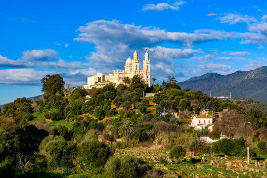 Basilica of Saint Augustin in Annaba, the fourth largest city in Algeria. Beautiful view and nature