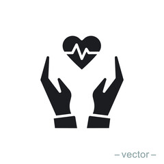 Heart Rate vector icon. Heart Pulse, electrocardiogram sign. Healthcare and medical related solid illsutration. Trendy Flat style for graphic design, Web site, UI. EPS10.