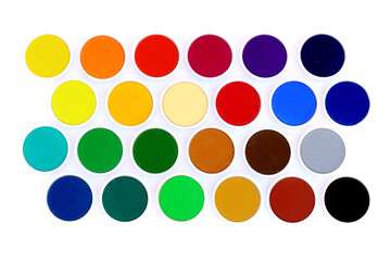 Multicolored water colors on white background