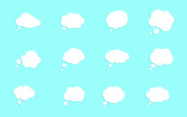 Speech or think bubble set. Empty communication cloud. Vector design element. EPS 10