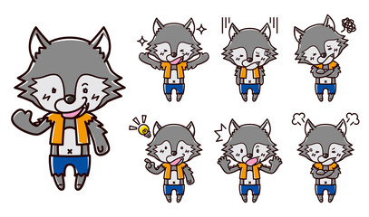 オオカミ男のイラスト/表情セット