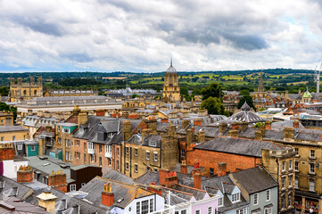 Fototapeta na wymiar Panorama of Oxford, England. Oxford is known as the home of the University of Oxford