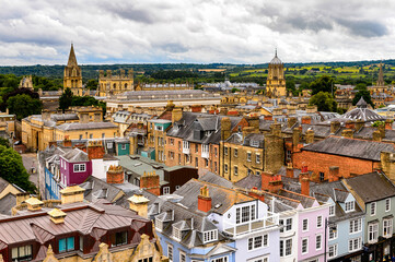 Fototapeta na wymiar Panorama of Oxford, England. Oxford is known as the home of the University of Oxford