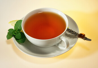 A cup of tea without lemon in a white cup