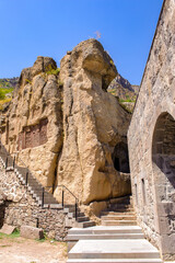 It's Rocks around the Monastery of Geghard, unique architectural construction in the Kotayk province of Armenia. UNESCO World Heritage