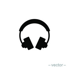 Headphones earphones flat icon. Solid style. Headset silhouette. EPS 10