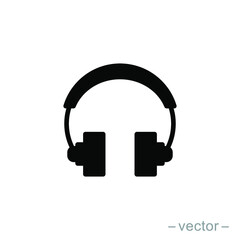 Headphones earphones flat icon. Solid style. Headset silhouette. EPS 10