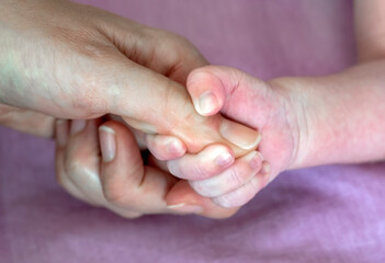 Closeup beautiful newborn Baby's Hand
