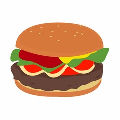 vector illustration of burger with white background