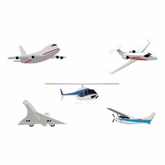 Vector illustration of an airplane on a white background. airplanes and helicopters.