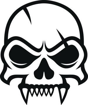 Vector Design Of Evil Skull With Fangs