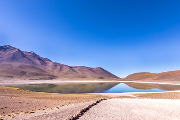 Lagunas Altiplanicas, Miscanti y Miniques, amazing view at Atacama Desert. Chile.