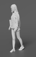 3D  girl walk shopping abstract wallpaper background