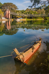Fototapeta premium Camaya-an Hanging Bridge over Loboc river on Bohol island, Philippines