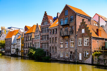 It's Architecture along the river Leie in the historic part of Ghent, Belgium.