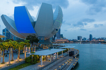 SINGAPORE, SINGAPORE - MARCH 10, 2018: Skyline of Marina Bay, Singapore