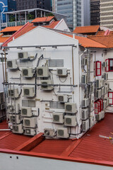 Building with many air conditioning units in Singapore
