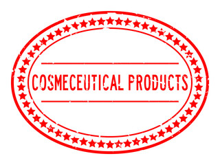 Grunge red cosmeceutical word rubber seal stamp on white background