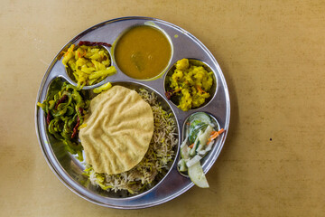 Thali, typical meal in India